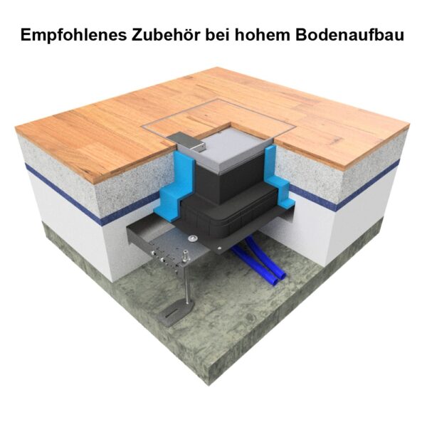 Produktbild UBD 324 201  -  Unterflur-Bodendose UBD 320 inkl. Deckel mit Kante, geschlossen, 20mm Vertiefung und 1 Schnurauslass